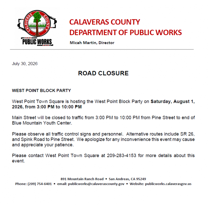 Road Closure for the West Point Block Party