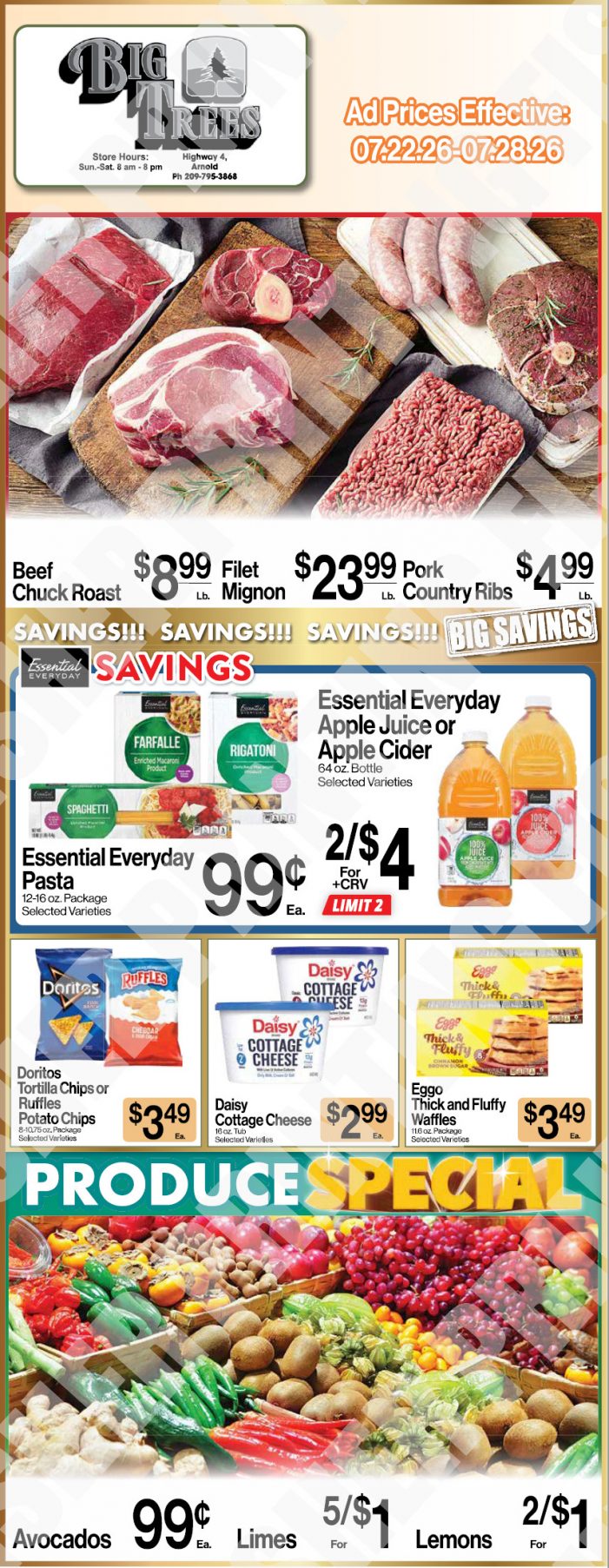 Big Trees Market Weekly Ad with Grocery, Produce, Meat & Deli Specials Through July 28th! Shop Local & Save!