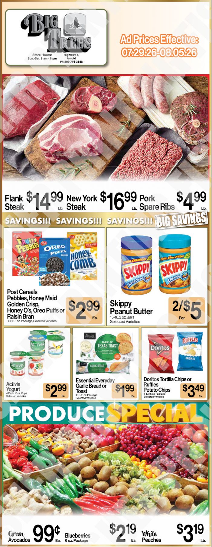 Big Trees Market Weekly Ad with Grocery, Produce, Meat & Deli Specials Through August 5th! Shop Local & Save!
