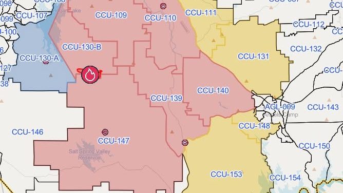 Gann Fire Evacuation Warnings Cross Hwy 4 to South and Hwy 49 to the East