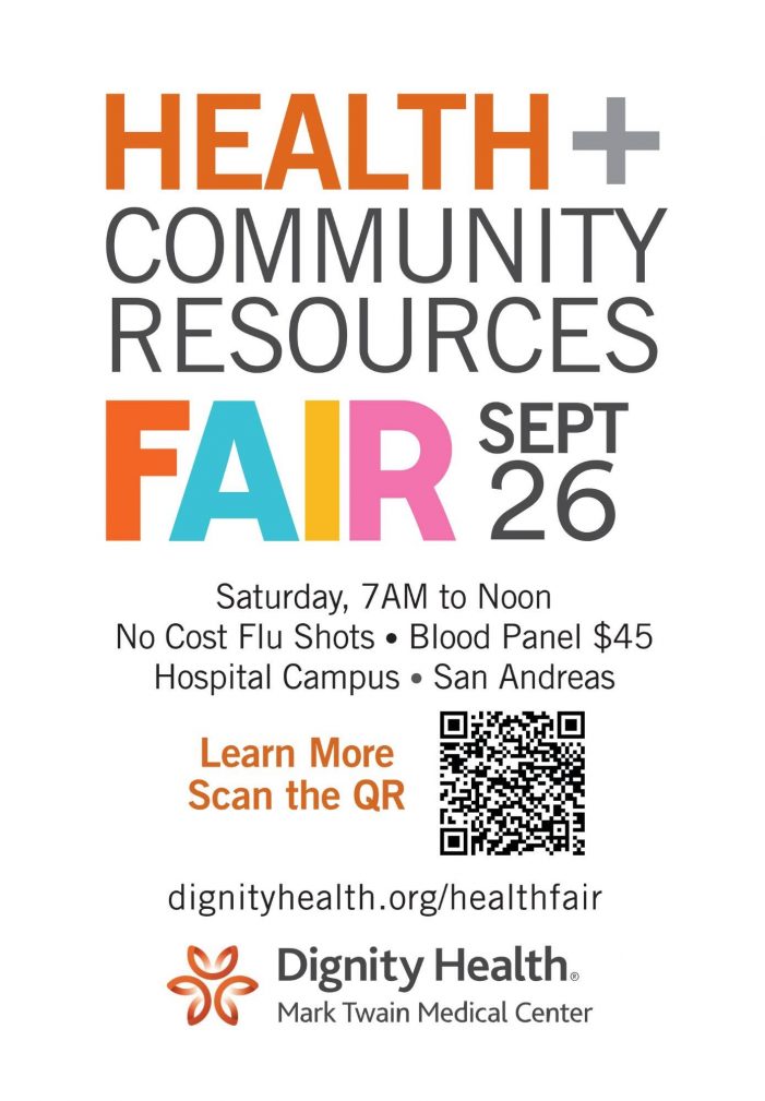 The 2026 Health + Community Resources Fair is September 26 on Dignity Health Mark Twain Medical Center Campus