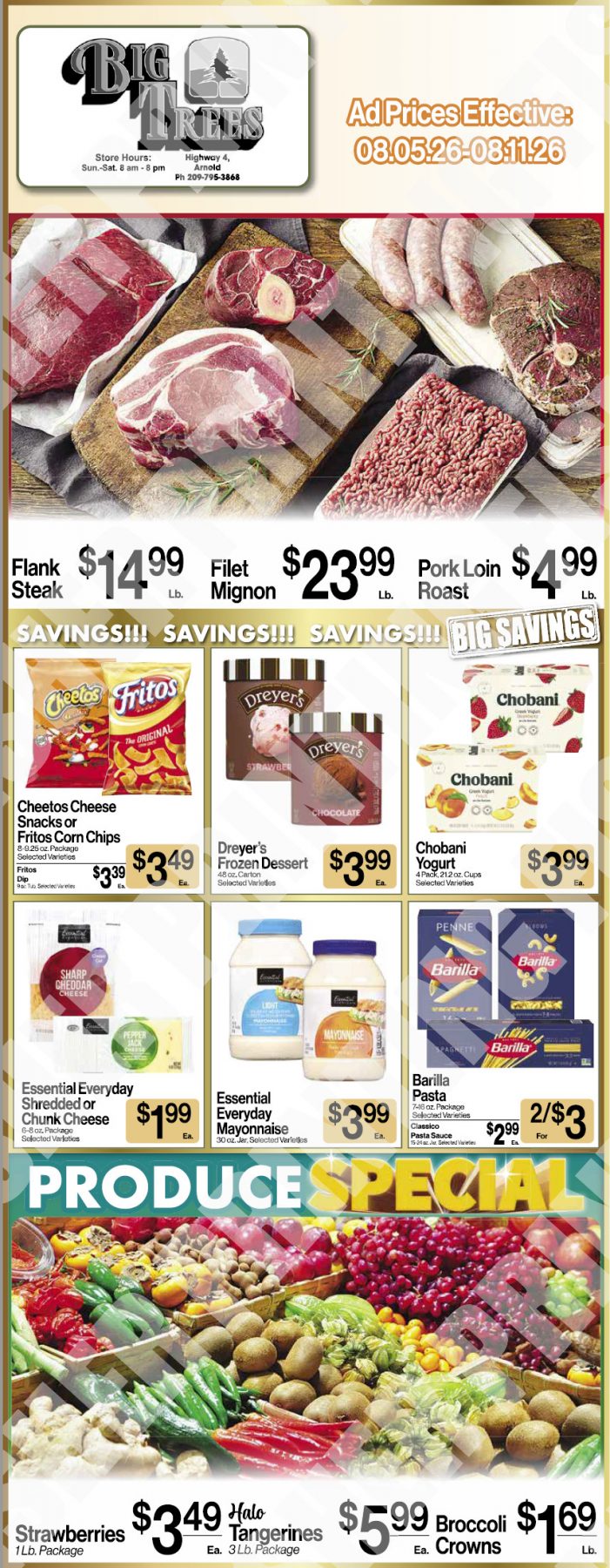 Big Trees Market Weekly Ad with Grocery, Produce, Meat & Deli Specials Through August 11th! Shop Local & Save!
