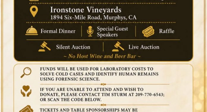Calaveras County Cold Case Task Force 5th Annual Dinner Update SAVE THE DATE — November 7, 2026!