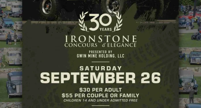 The 30th Annual Ironstone Concours d’Elegance is September 25 – 26, 2026