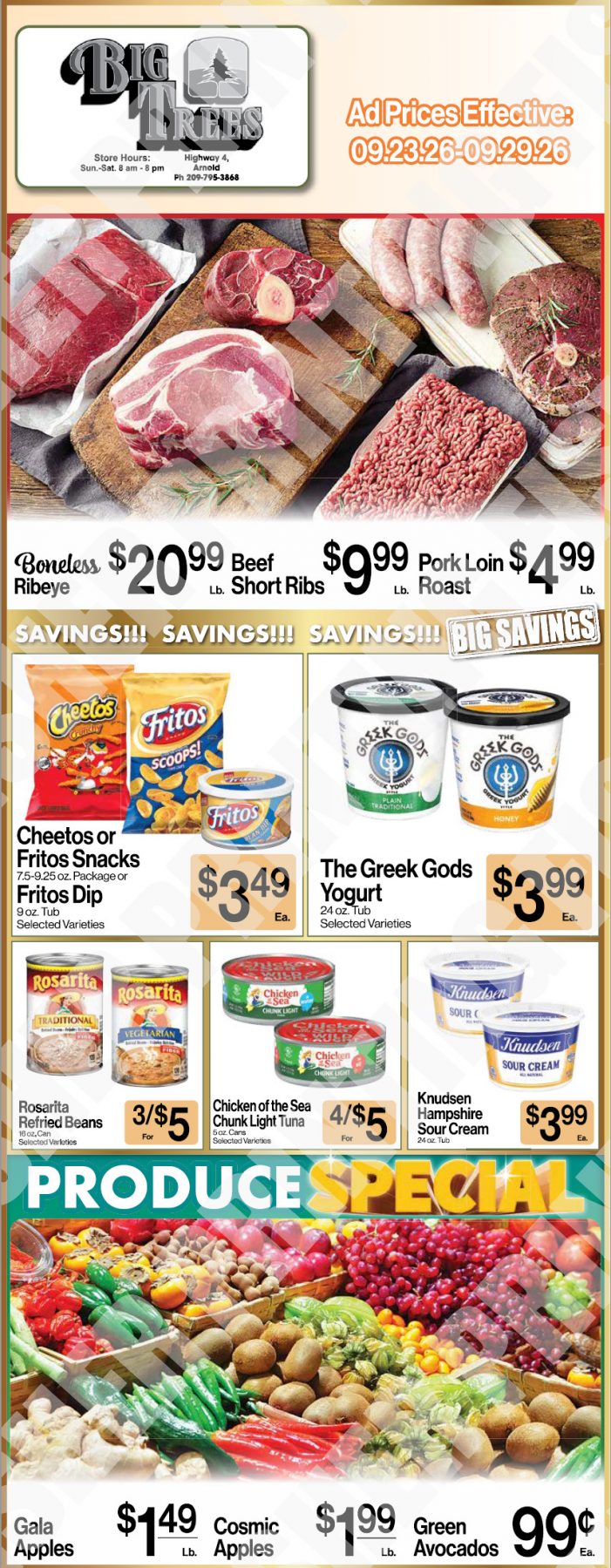 Big Trees Market Weekly Ad with Grocery, Produce, Meat & Deli Specials Through September 29th! Shop Local & Save!