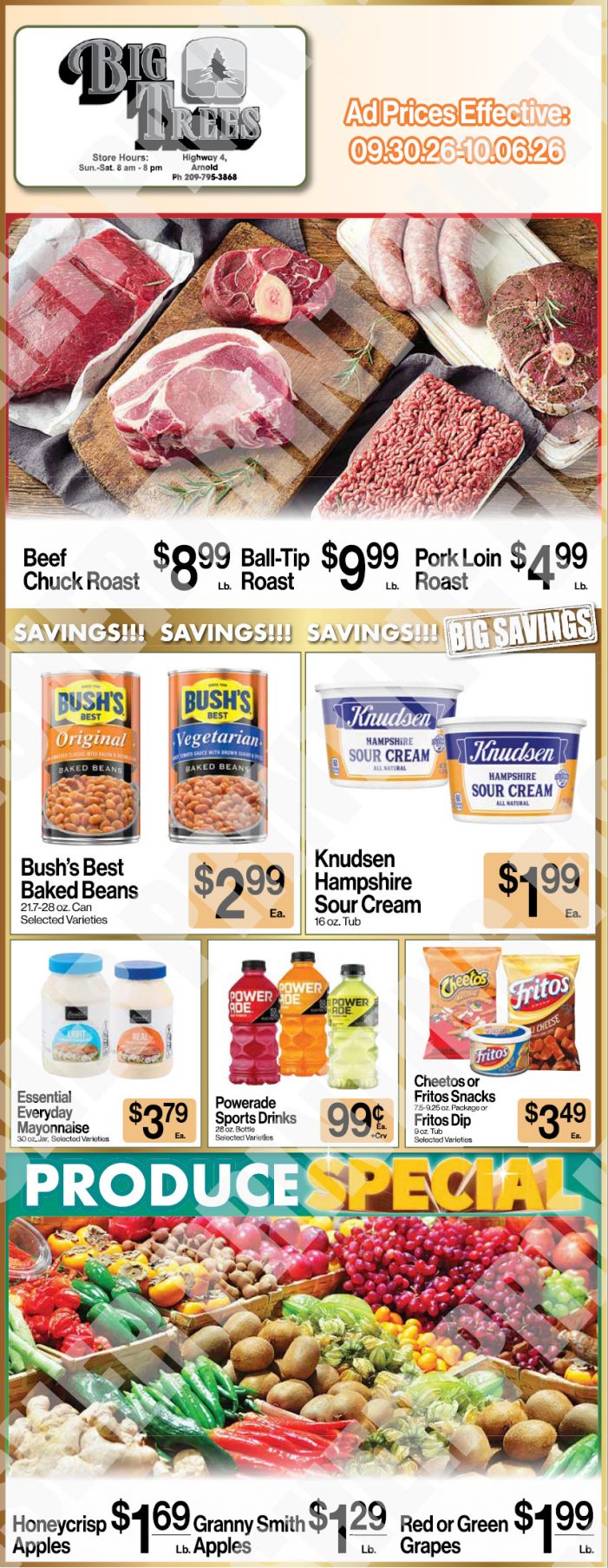 Big Trees Market Weekly Ad with Grocery, Produce, Meat & Deli Specials Through October 6th! Shop Local & Save!