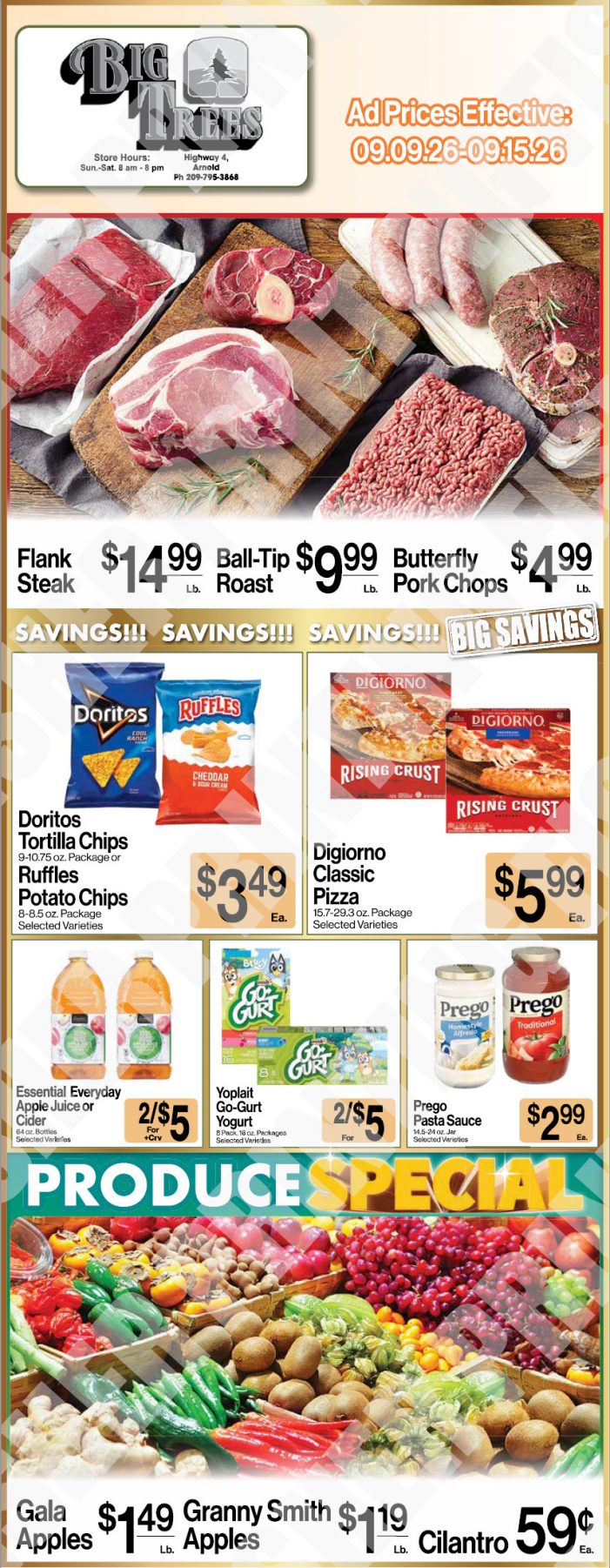 Big Trees Market Weekly Ad with Grocery, Produce, Meat & Deli Specials Through September 15th! Shop Local & Save!