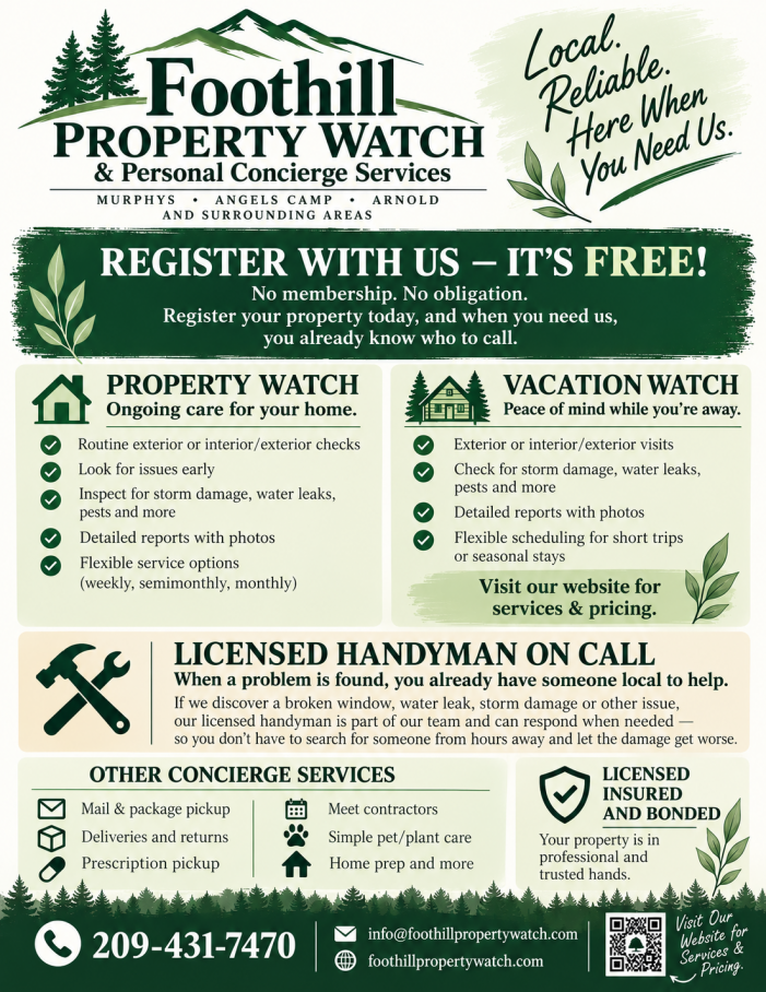 Going on Vacation or Own a Second Home in the Foothills?