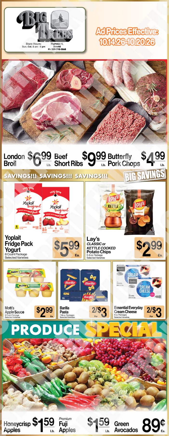 Big Trees Market Weekly Ad with Grocery, Produce, Meat & Deli Specials Through October 20th! Shop Local & Save!