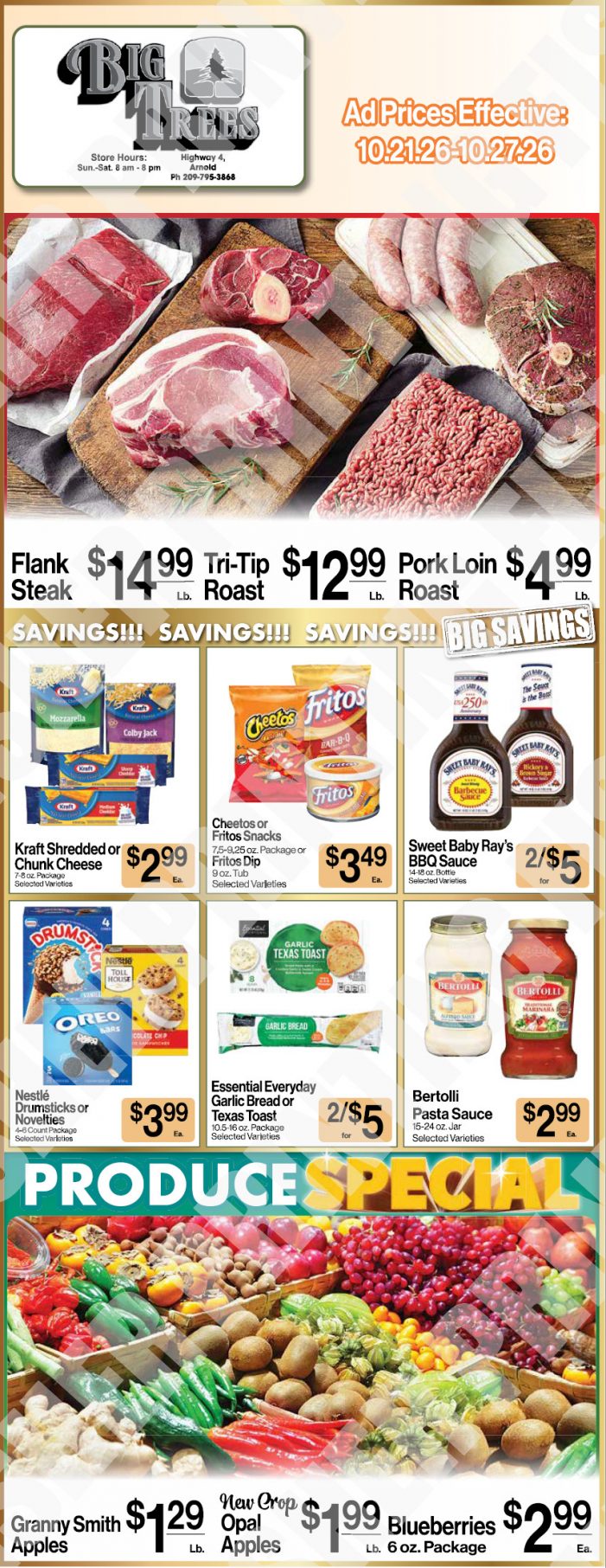 Big Trees Market Weekly Ad with Grocery, Produce, Meat & Deli Specials Through October 27th! Shop Local & Save!