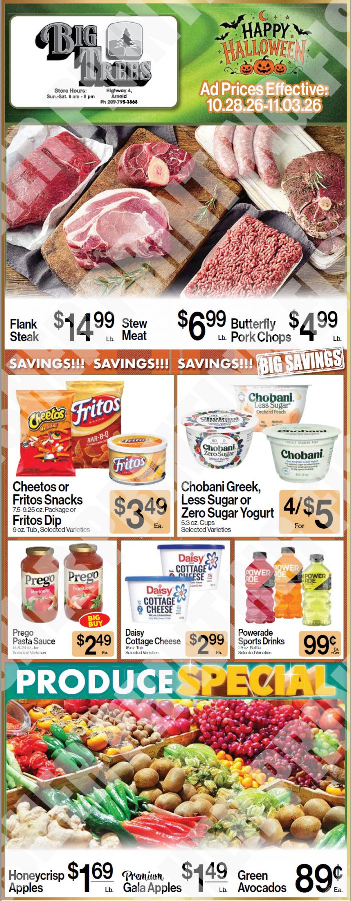 Big Trees Market Weekly Ad with Grocery, Produce, Meat & Deli Specials Through November 3rd! Shop Local & Save!