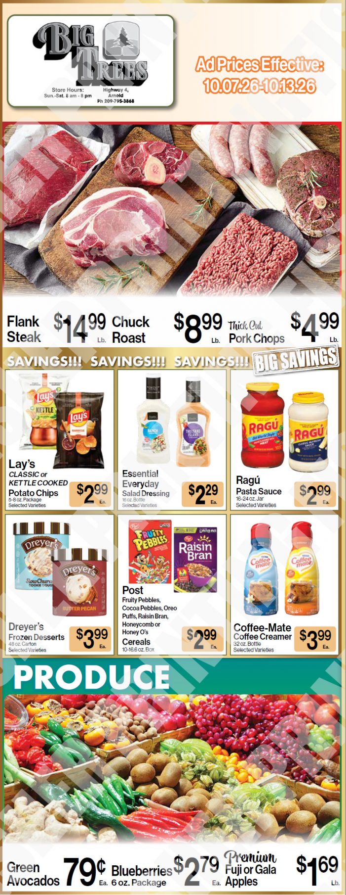 Big Trees Market Weekly Ad with Grocery, Produce, Meat & Deli Specials Through October 13th! Shop Local & Save!